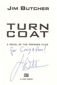 My signed copy of Turn Coat